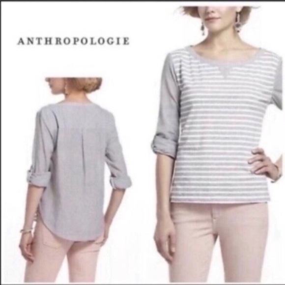 Anthropologie Tops - Anthropologie Postmark Gray Conductor Blouse
